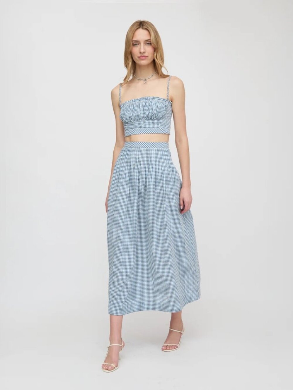 NEW Hill House Home The Ame Skirt in Lagoon Teal Gingham - Picture 6 of 9